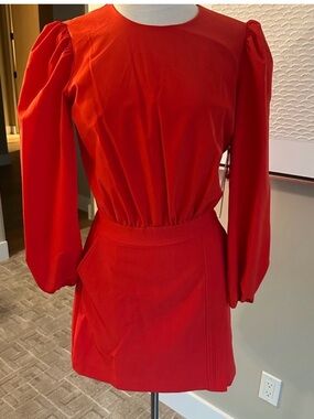 Nation LTD Vibrant Red Long Sleeve Dress